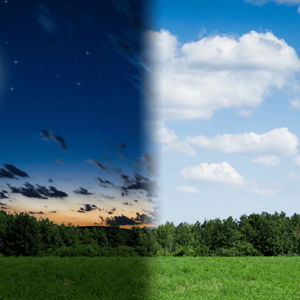 krajina napůl ve dne a napůl v noci